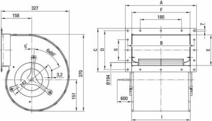 D4D225-CC01-02 — Moto-turbine centrifuge double ouïe ebm-papst, Ø225 mm, technologie AC triphasé — ebm-papst