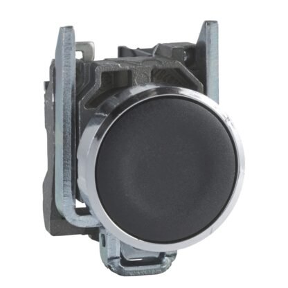 XB4BA215 — PB METAL BLACK FLUSH UNMARK PUSH — Schneider Electric